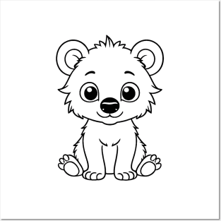 Cute Baby Hyena Animal Outline Posters and Art